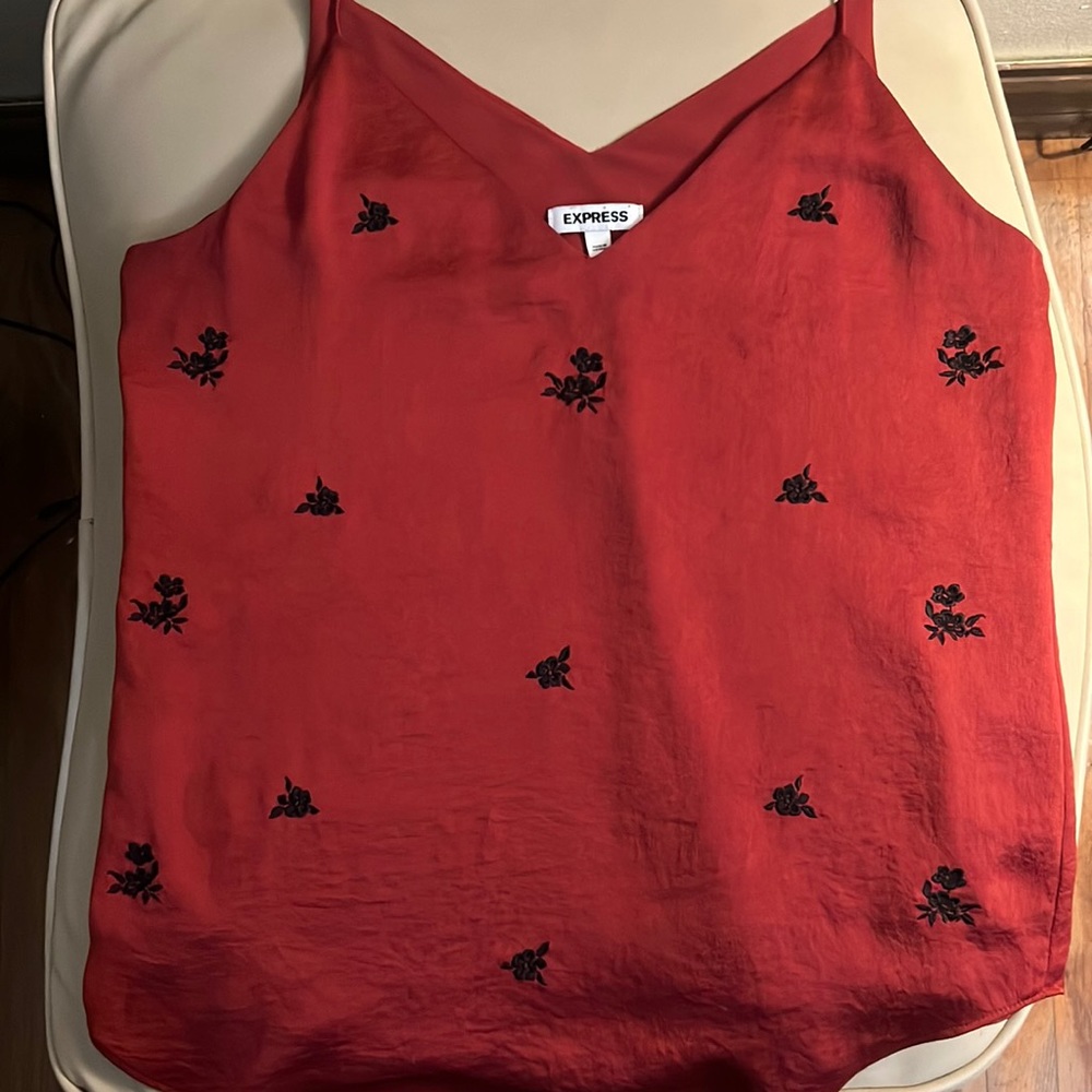 Express burgundy v-neck tank top